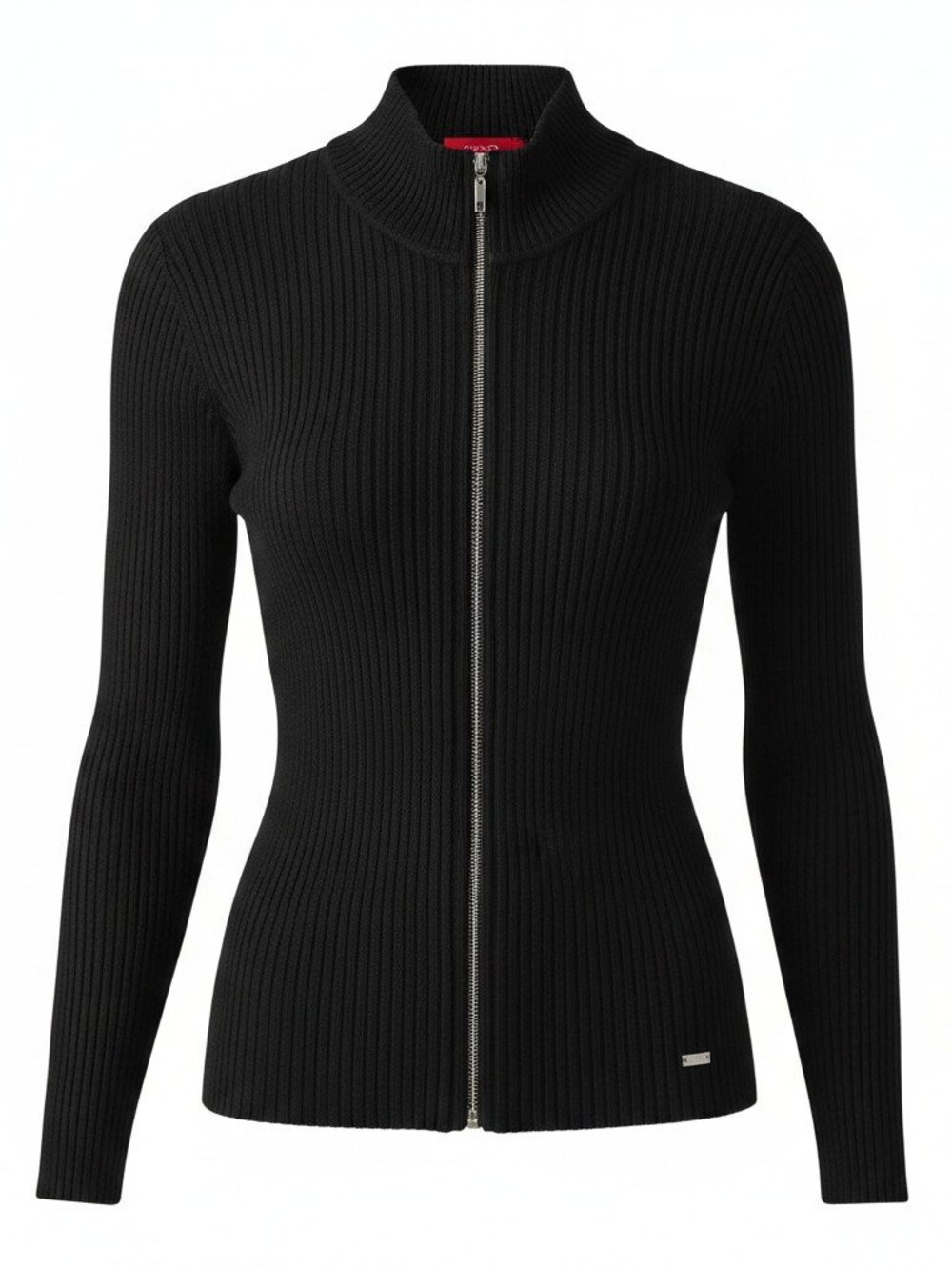 Esprit Vintage Black Ribbed Zip-Up Mock Neck Cardigan - Size M